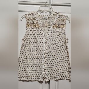 Lucky brand Vanilla Print V Neck Top